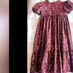 Floral Brown Kids Casual Dress